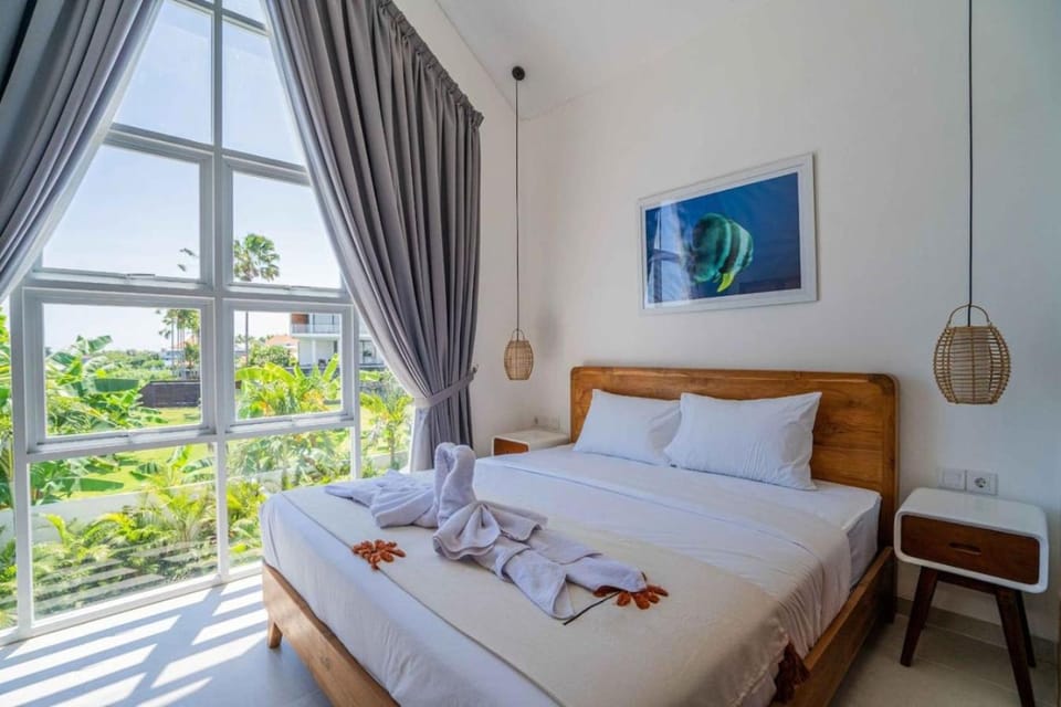 Bed, Garden, Photo of the whole room, Bedroom, Garden view, towels