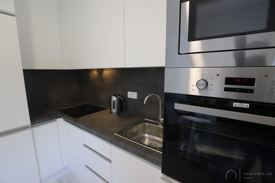 Kitchen or kitchenette, dishwasher, oven, stove