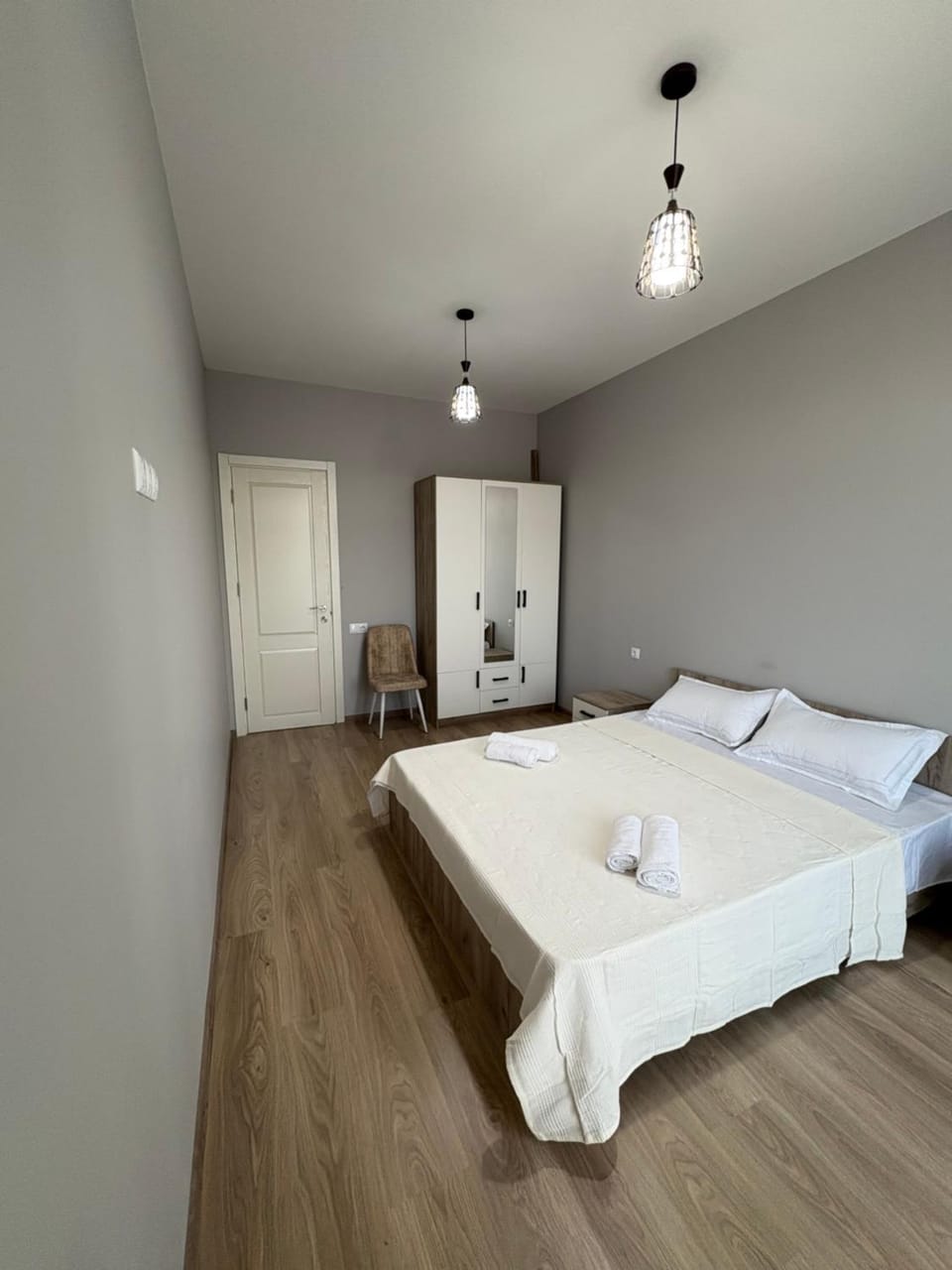 Bed, Photo of the whole room, Bedroom, towels, wardrobe