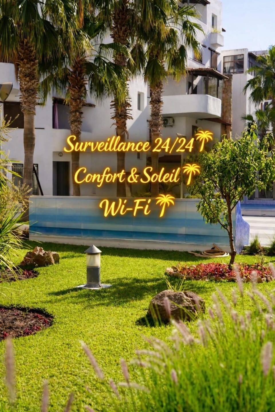 Appartement dans une résidence fermée 200 m de la plage de martil piscine parking intérieur gratuit 88m 2 chambres 2 salle de bain terrasse climatisée Apartment in Tangier-Tétouan-Al Hoceima