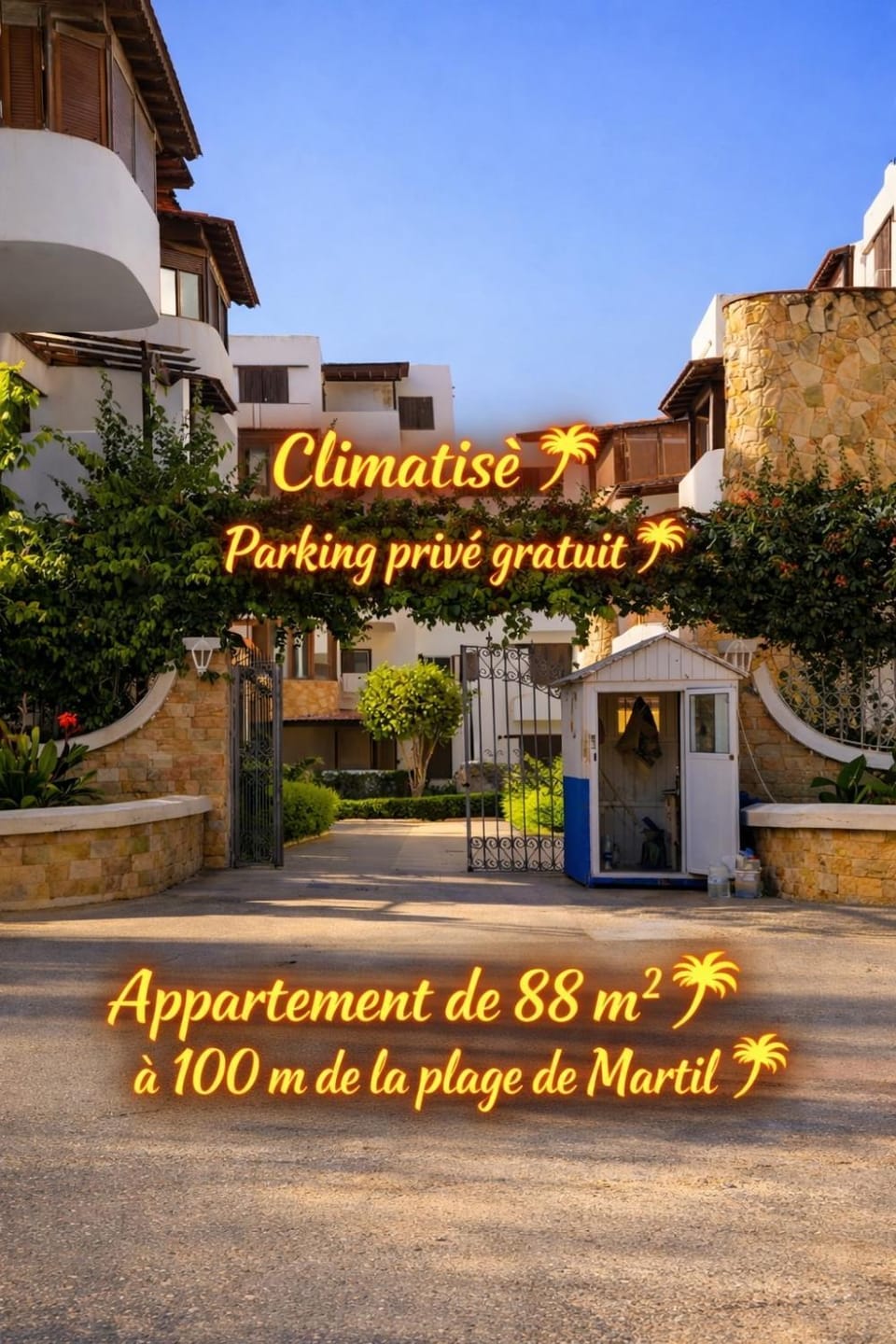 Appartement dans une résidence fermée 200 m de la plage de martil piscine parking intérieur gratuit 88m 2 chambres 2 salle de bain terrasse climatisée Apartment in Tangier-Tétouan-Al Hoceima