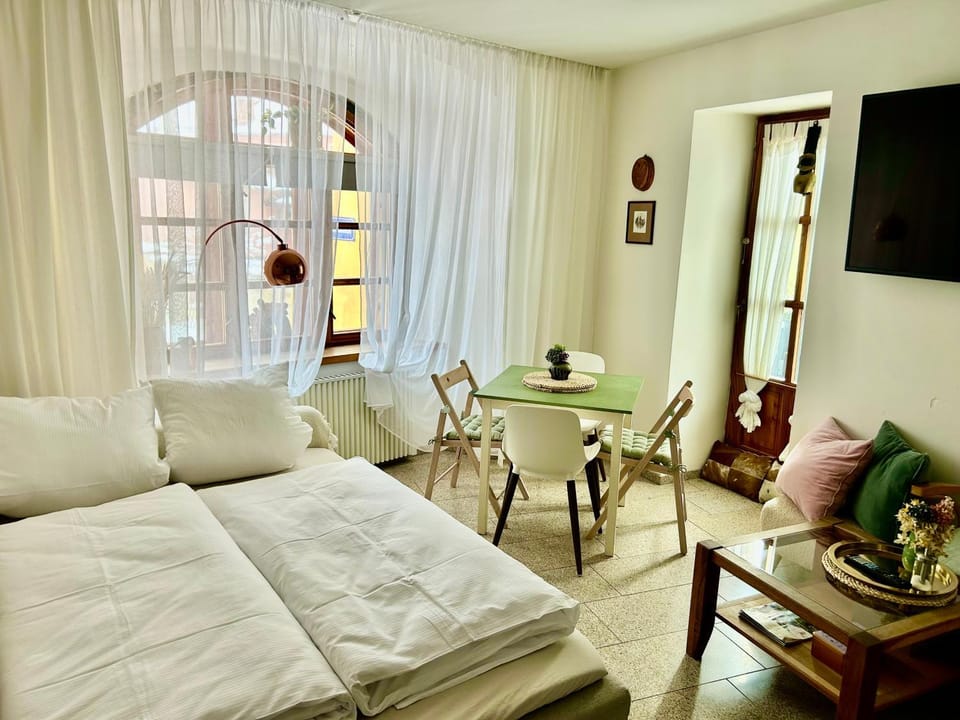 Bed, TV and multimedia, Living room, Photo of the whole room, Seating area, Dining area