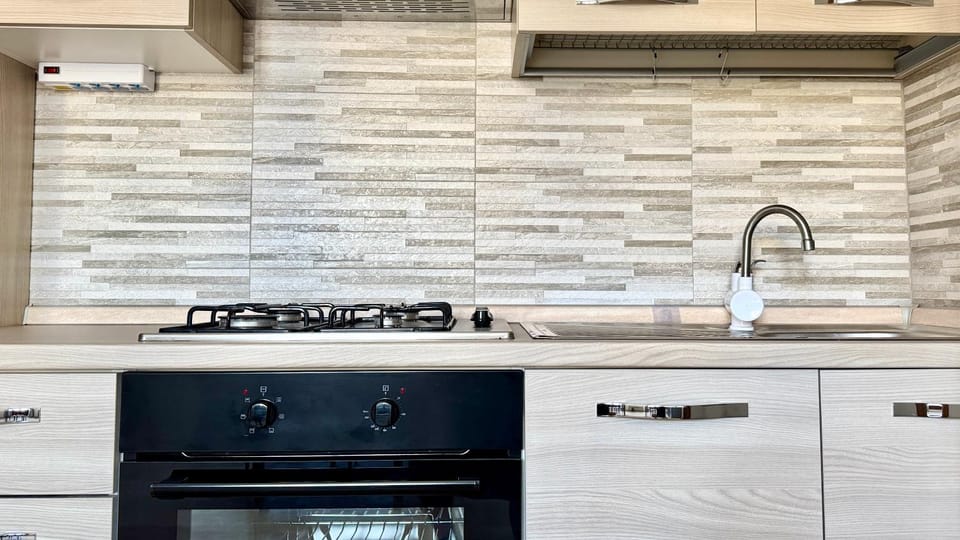 Kitchen or kitchenette, stove