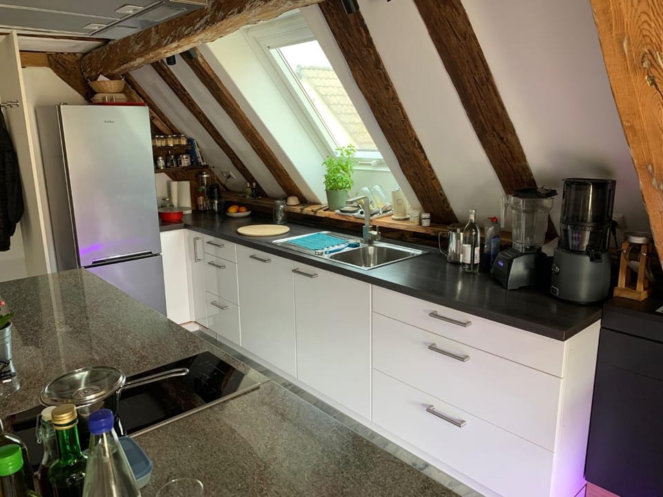 Kitchen or kitchenette, stove, kitchen