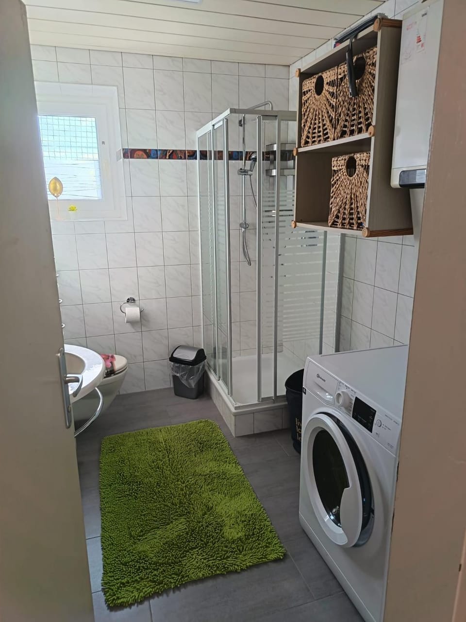 Bathroom, washing machine, dryer
