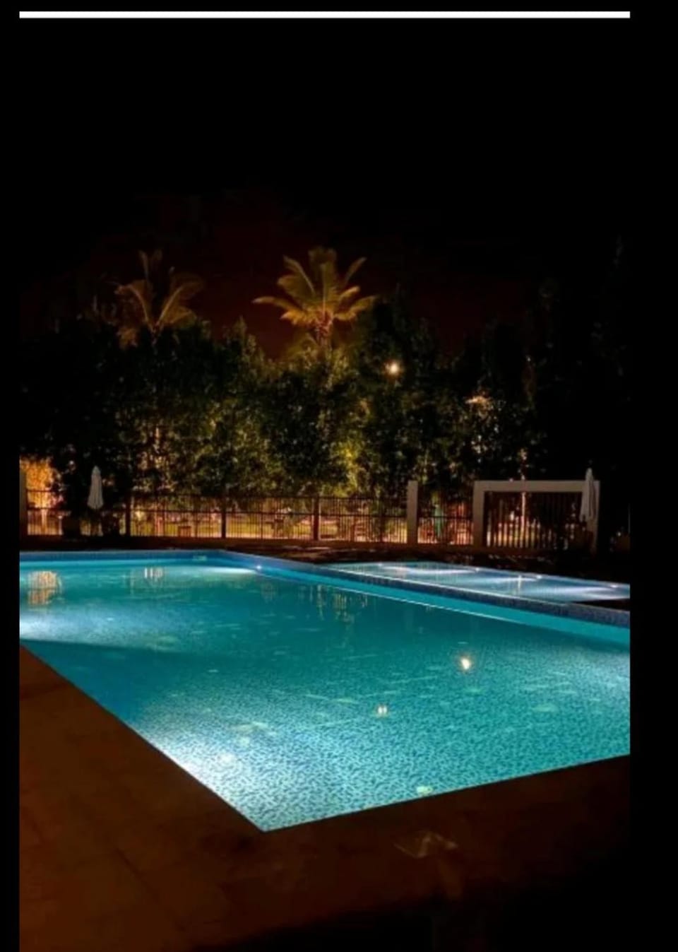 Night, Pool view, Swimming pool