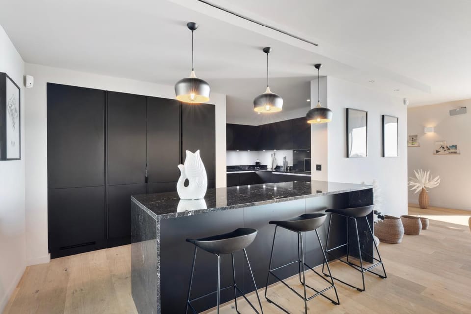 Kitchen or kitchenette, stove