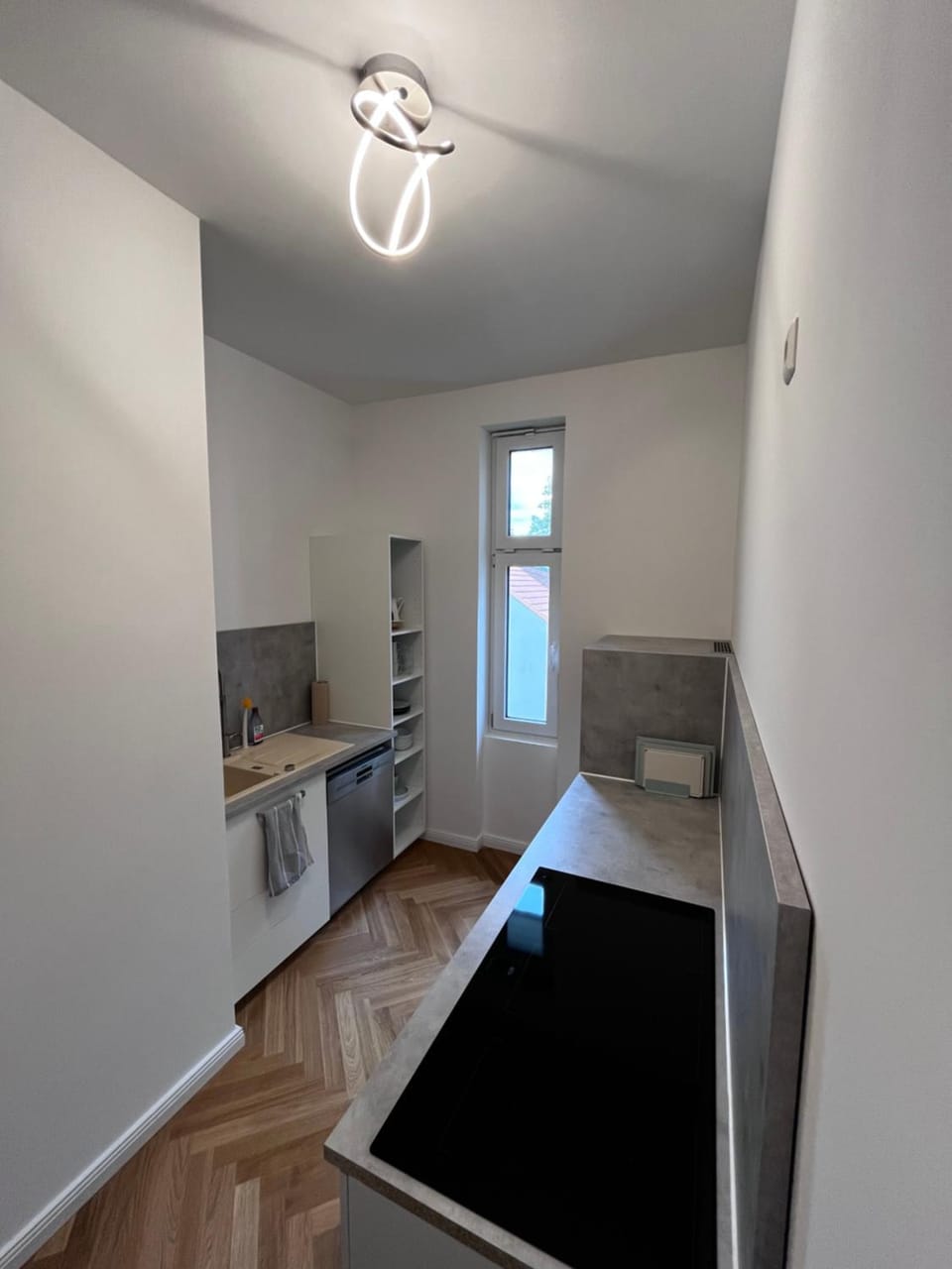 Kitchen or kitchenette, oven