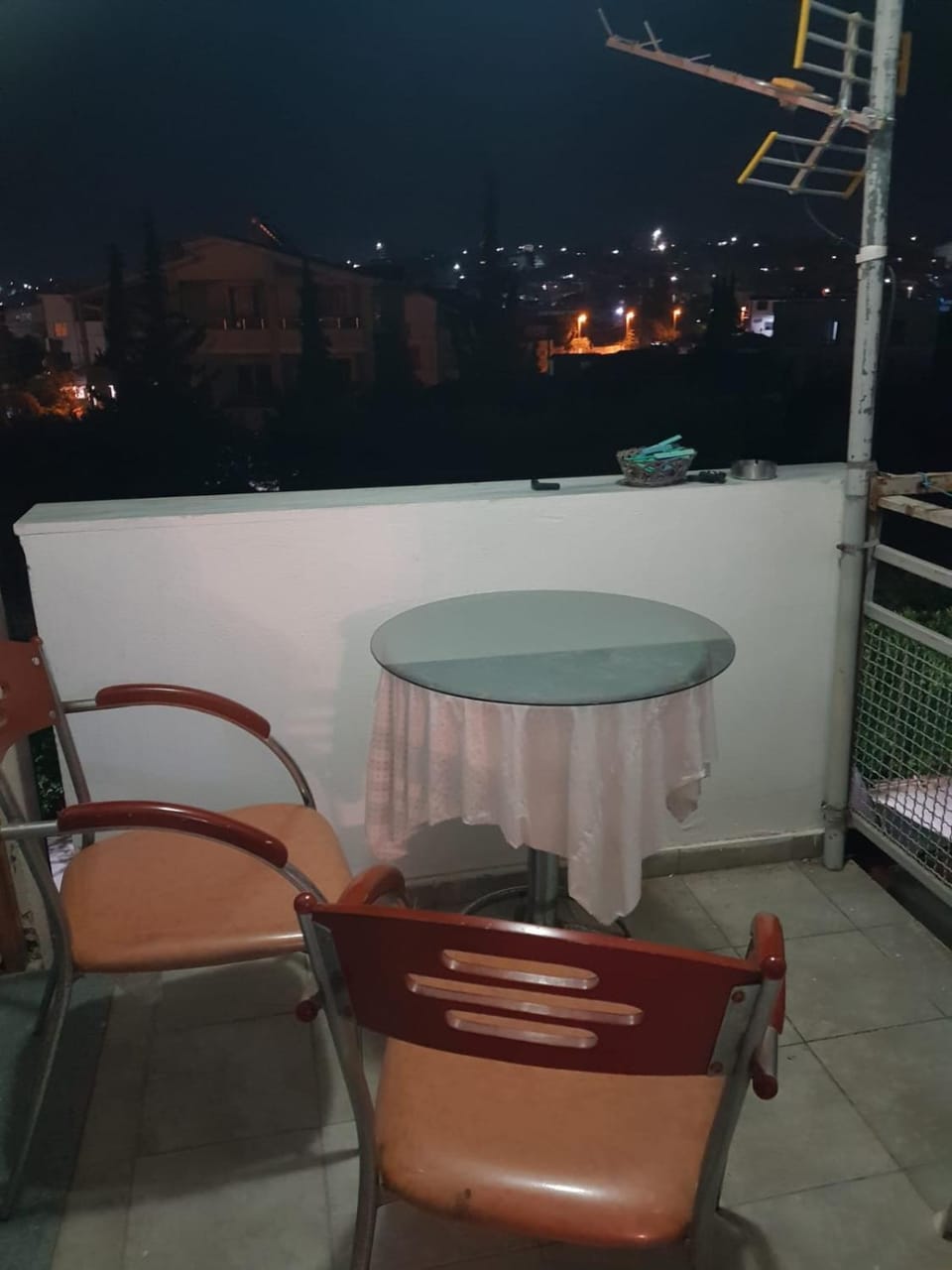 Night, View (from property/room), Balcony/Terrace, Seating area, Dining area