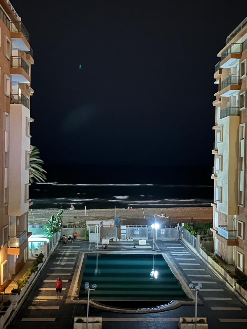 Night, Pool view, Sea view