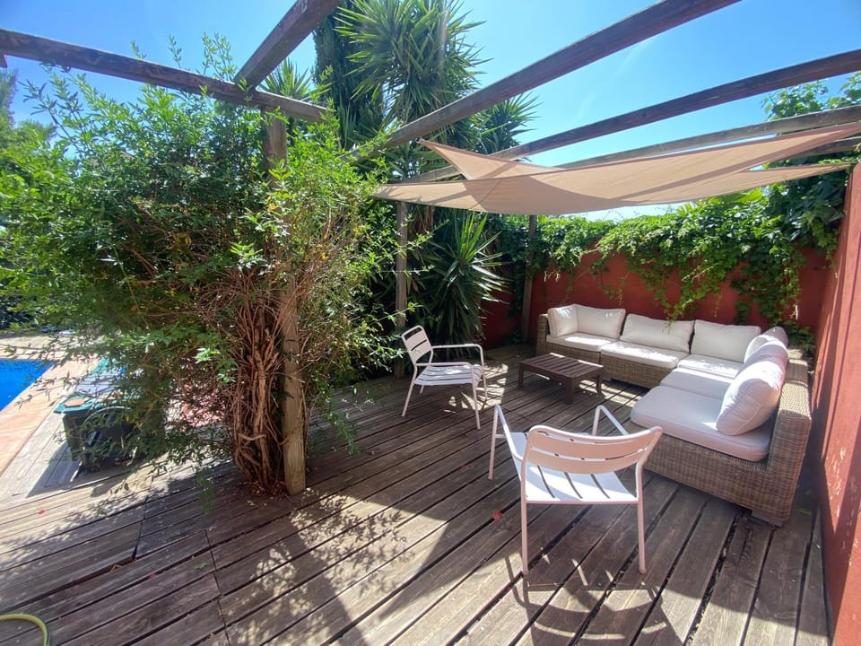 Garden, Living room, Pool view