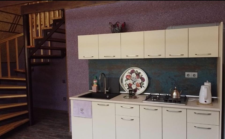 Kitchen or kitchenette, stove