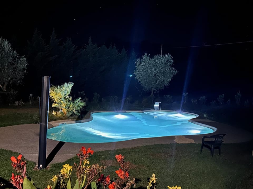 Night, Pool view, sunbed