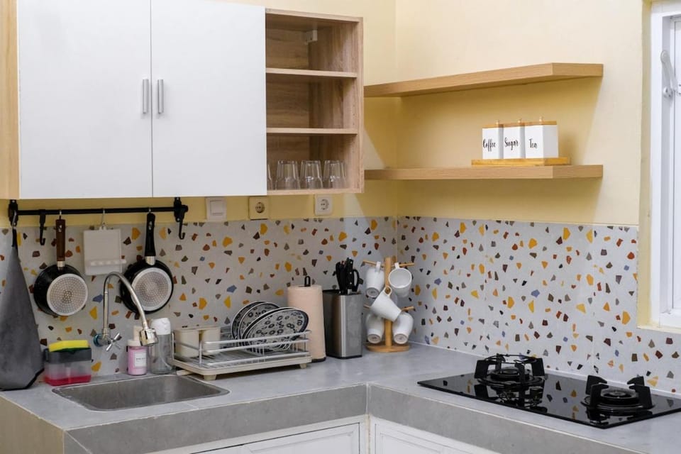 Kitchen or kitchenette, stove