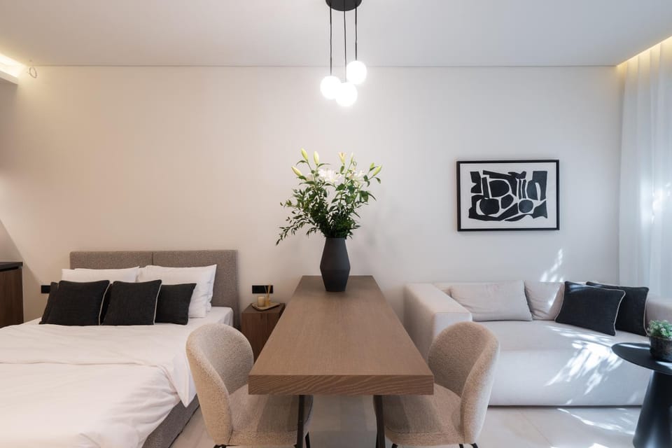 Bed, Living room, Photo of the whole room, Seating area, Bedroom