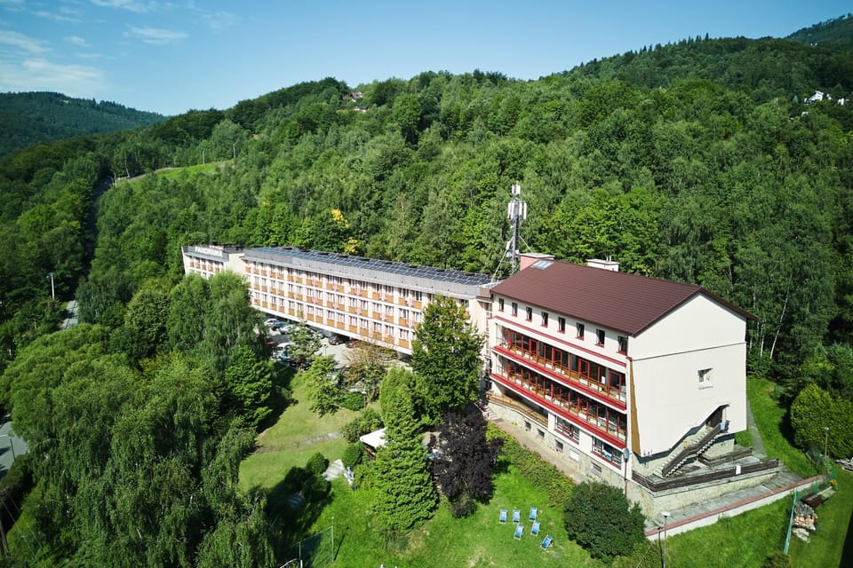Property building, Bird's eye view, Summer, Mountain view