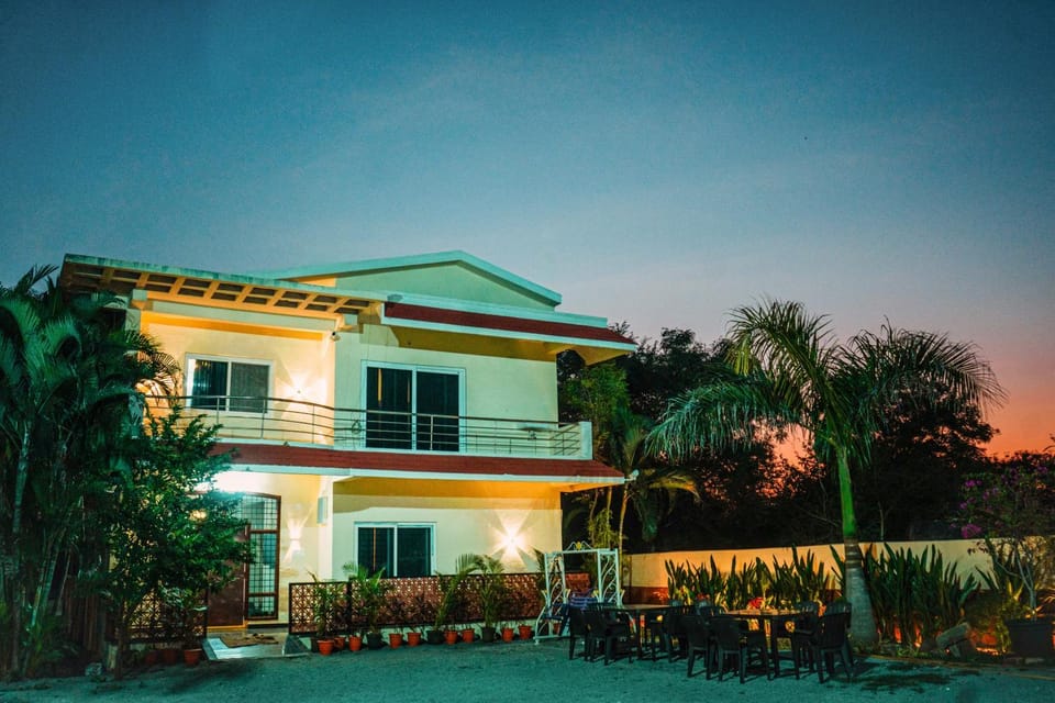 Property building, Night, Garden