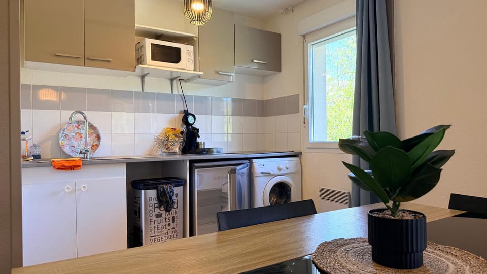 microwave, stove, washing machine, kitchen