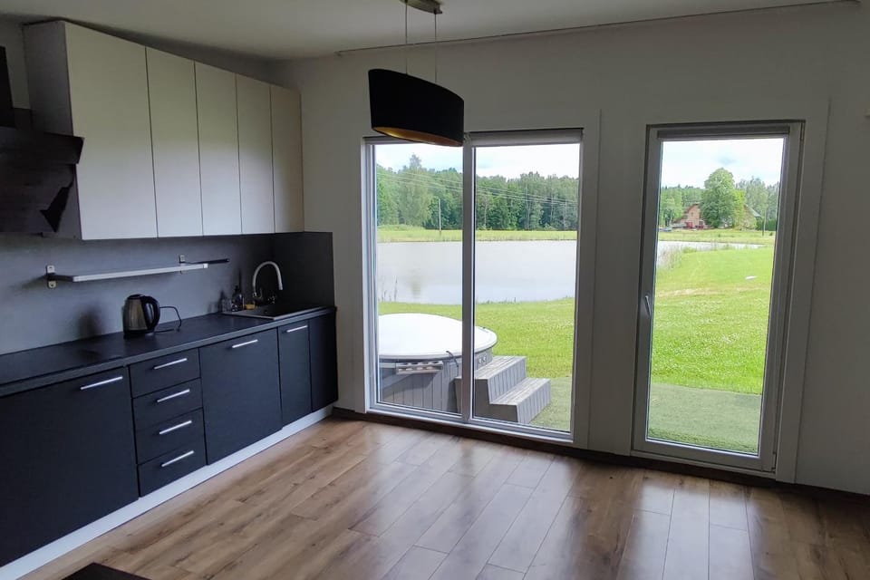 Kitchen or kitchenette, Living room, stove