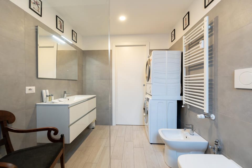 Bathroom, washing machine, dryer