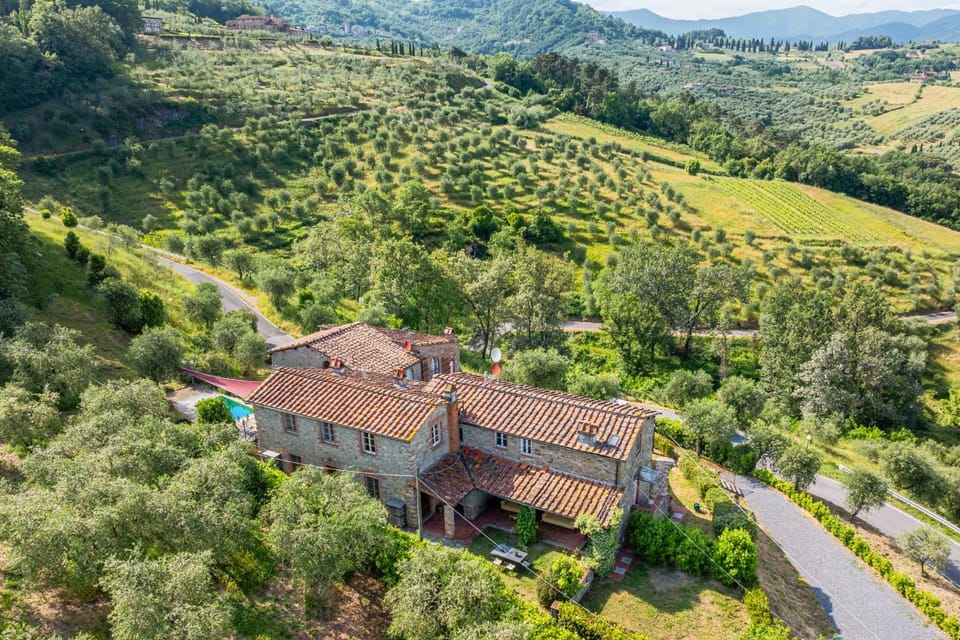 Property building, Natural landscape, Bird's eye view, Mountain view