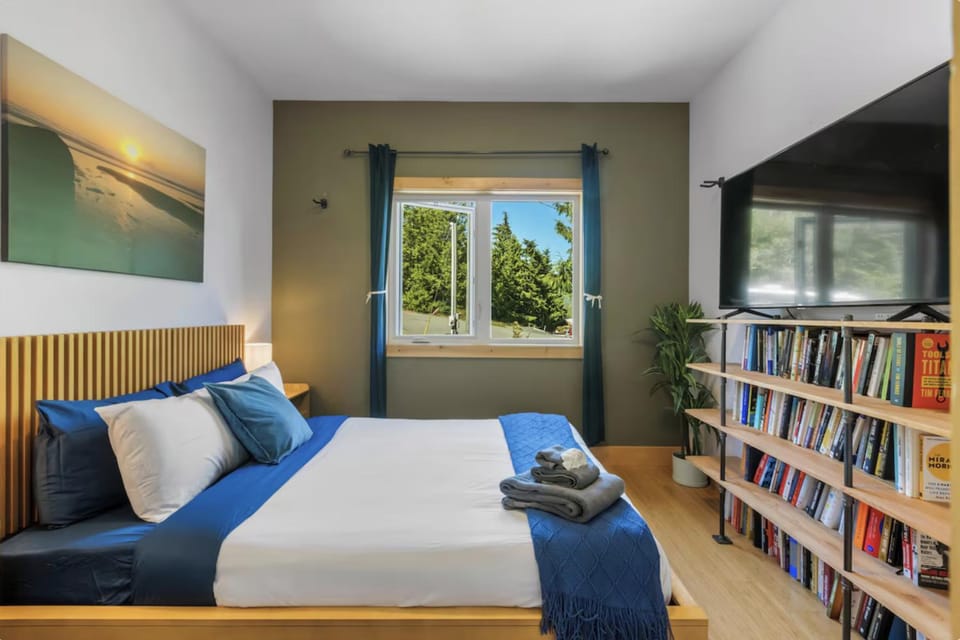 Bed, Library, TV and multimedia, Bedroom