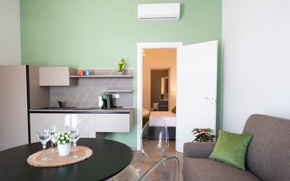 Kitchen or kitchenette, Living room, Dining area, air conditioner
