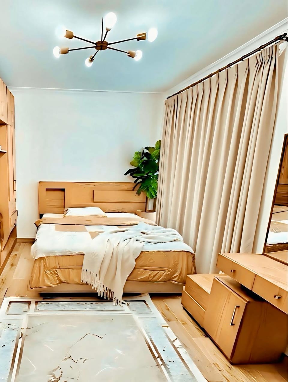 Bed, Living room, Photo of the whole room, Seating area, Bedroom, air conditioner, air conditioner