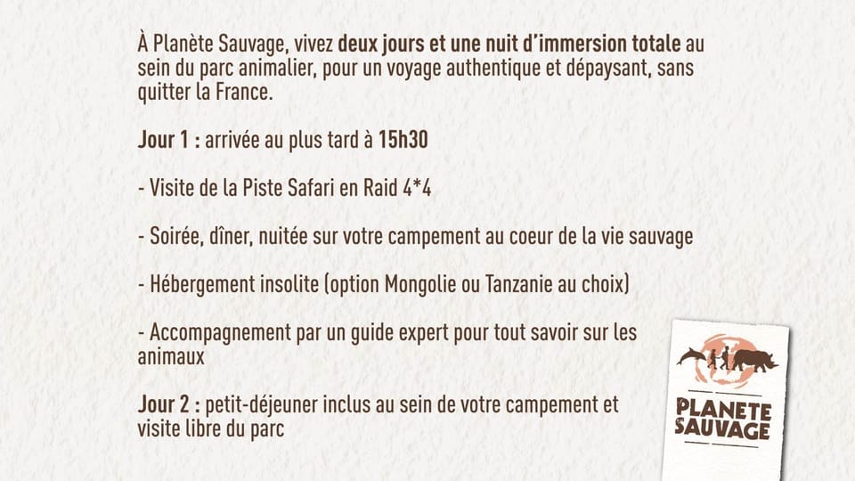 Séjour Insolite Safari Parc - Planète Sauvage Luxury tent in Pays de la Loire