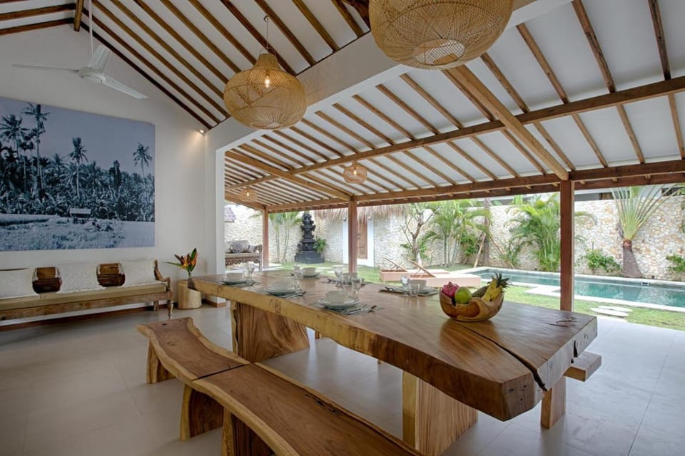 Living room, Seating area, Dining area, Garden view, Pool view