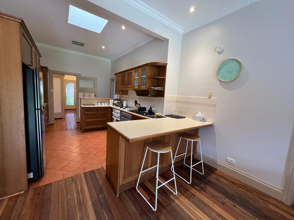 Kitchen or kitchenette, stove