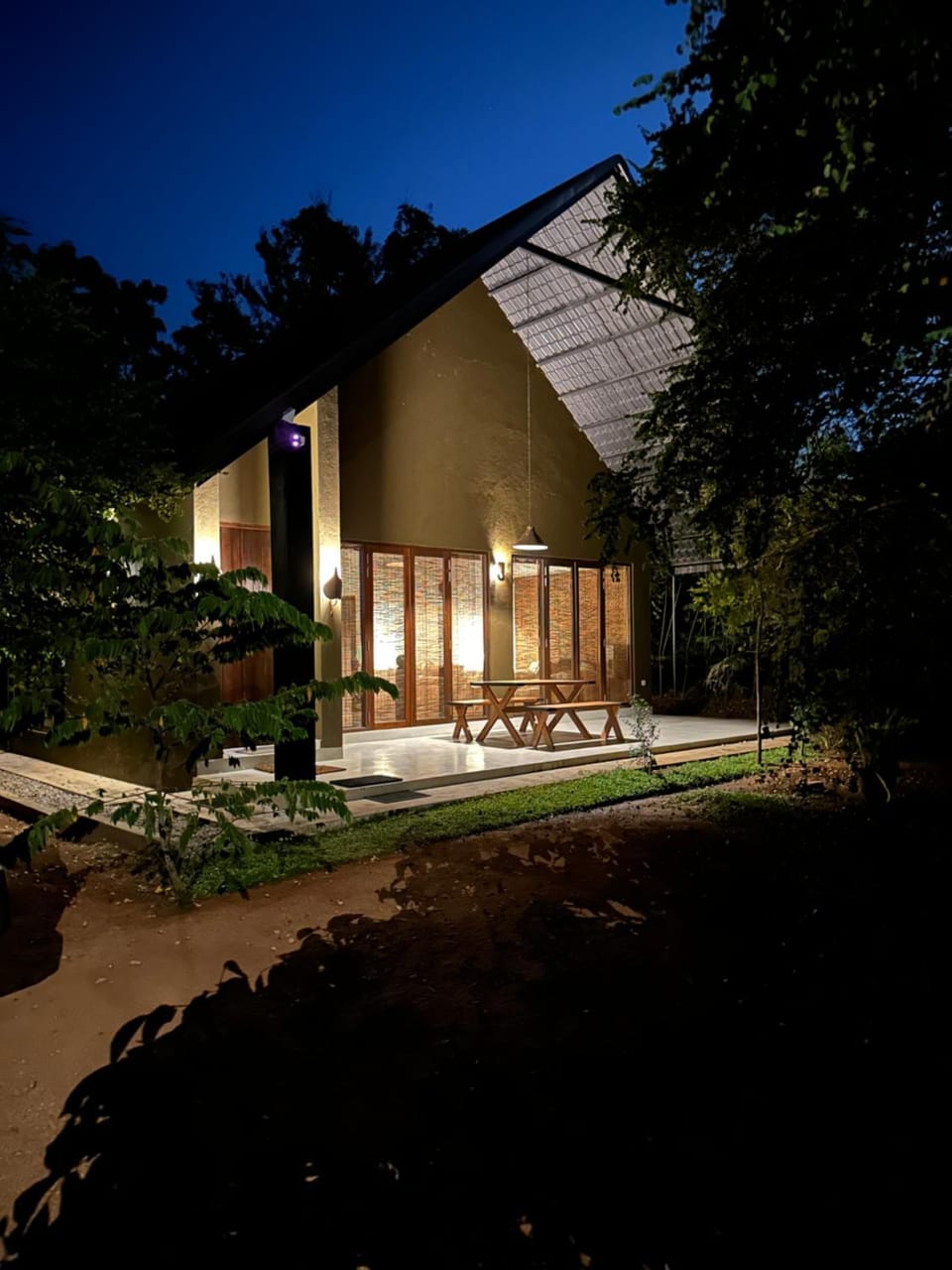 Property building, Night, Garden