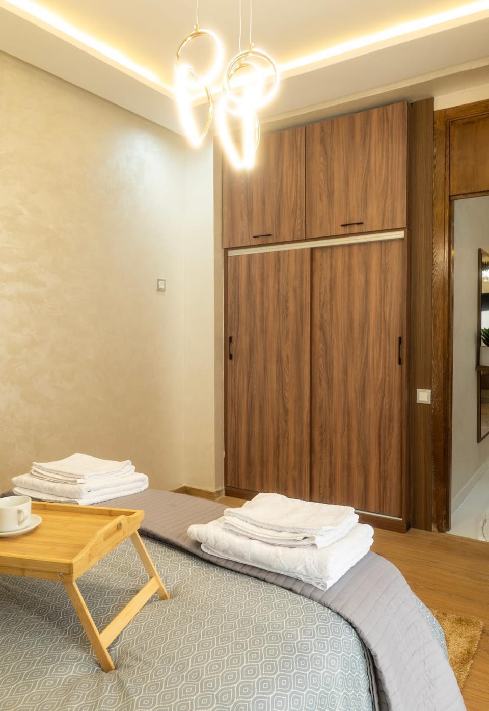 Bed, Photo of the whole room, Bedroom, towels, wardrobe