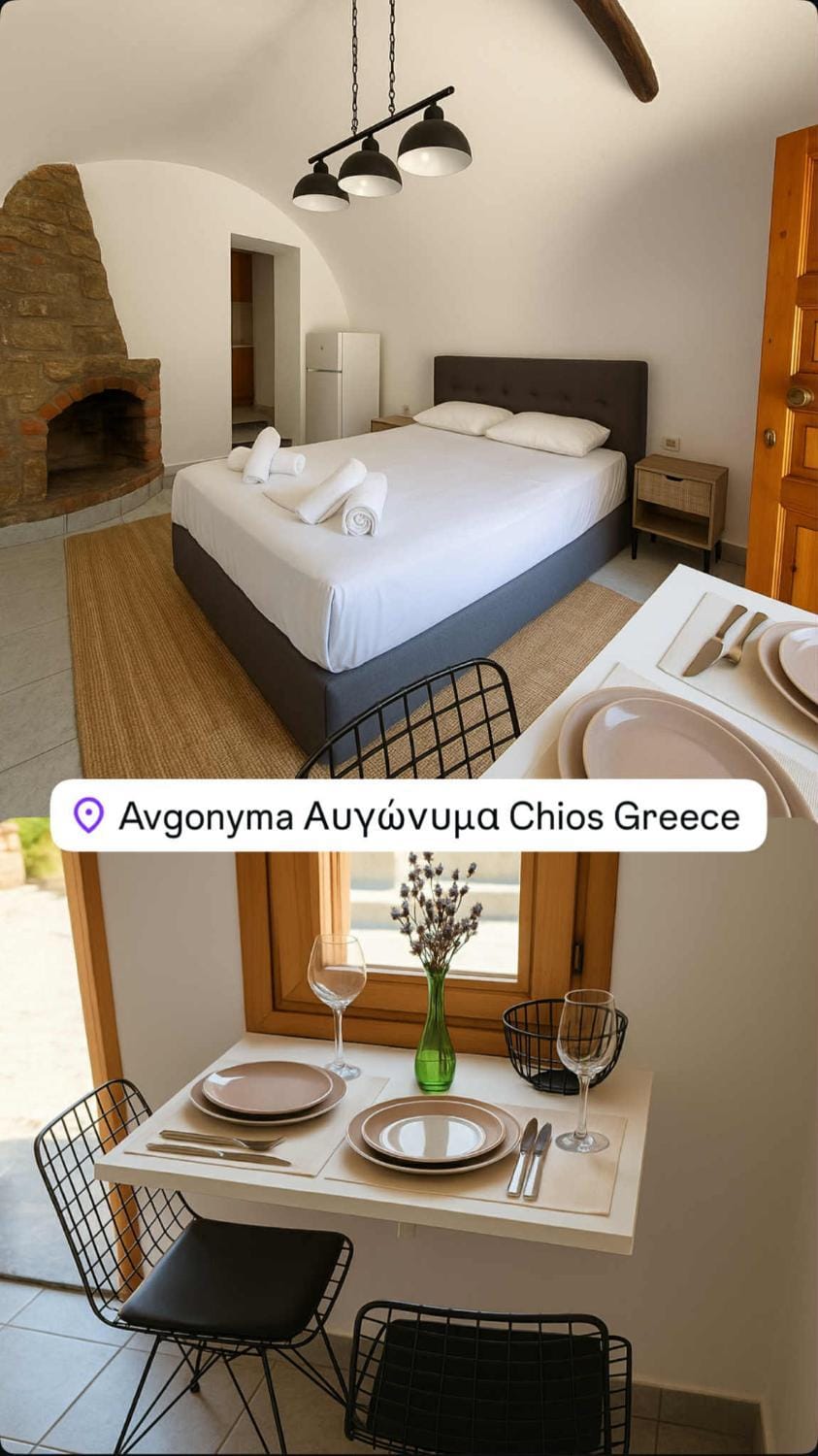 Bed, Photo of the whole room, Dining area, Bedroom, Text overlay, fireplace