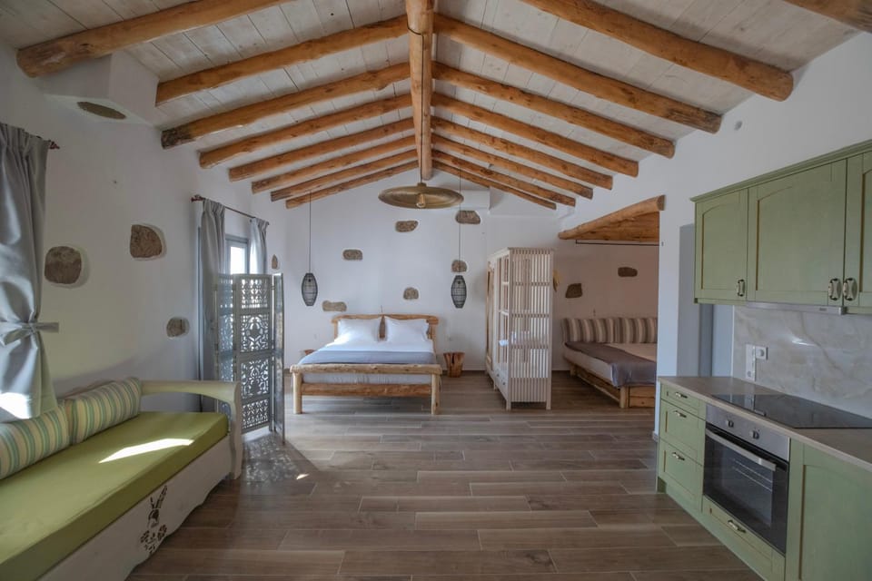 Bed, Kitchen or kitchenette, Seating area, stove