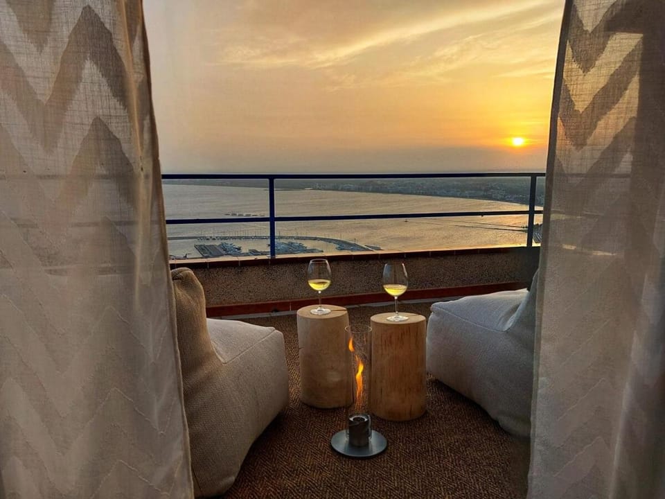 View (from property/room), Balcony/Terrace, Sea view, Sunset