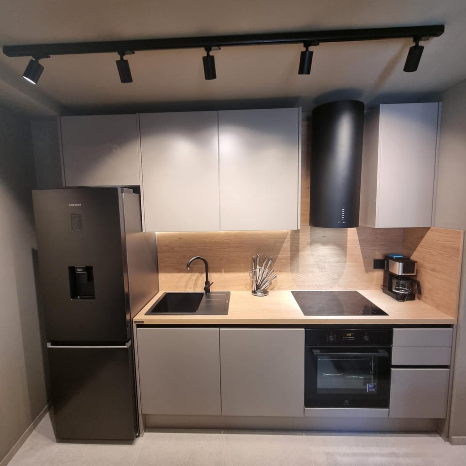Kitchen or kitchenette, dishwasher, oven, stove