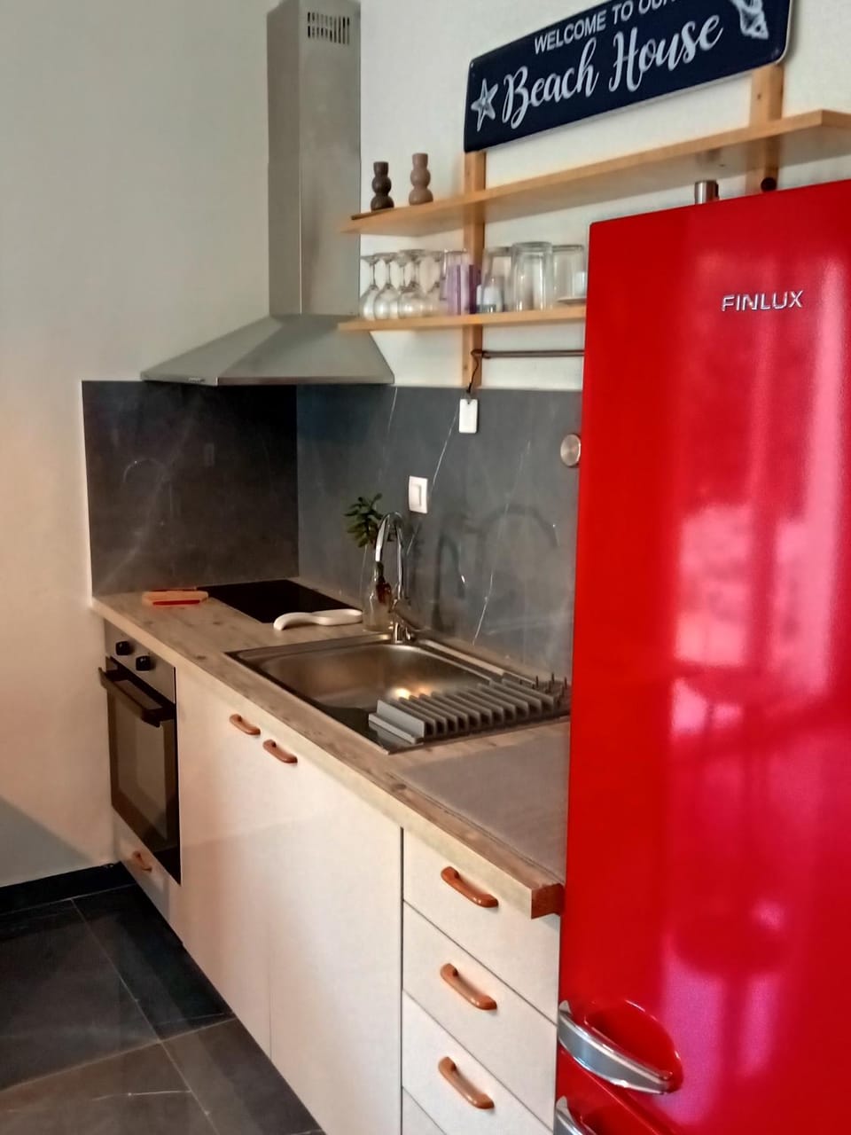 Kitchen or kitchenette, oven, stove