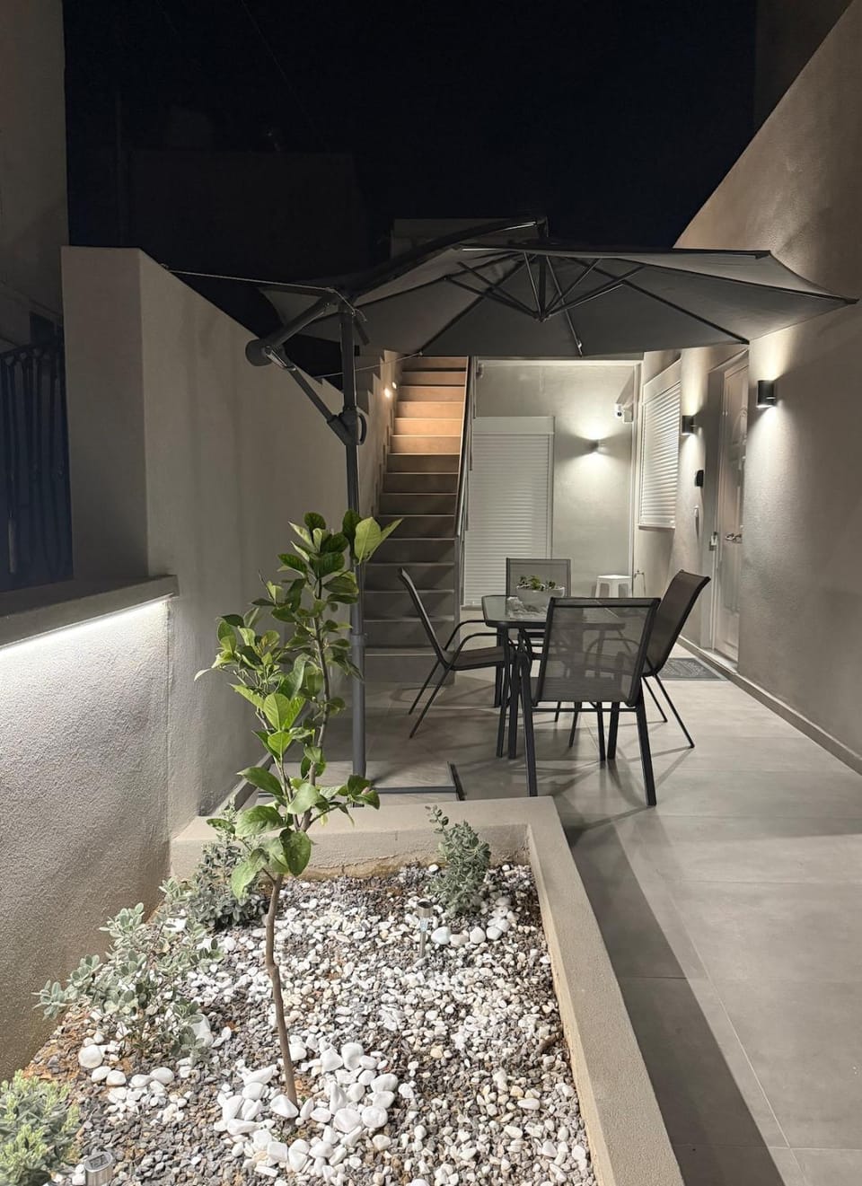 Patio, Night, Dining area, Inner courtyard view