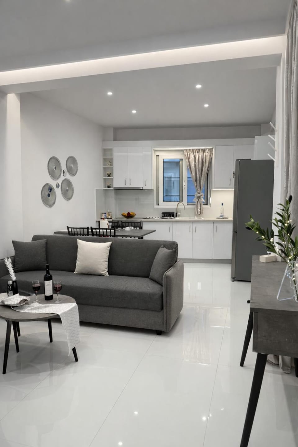 Living room, kitchen