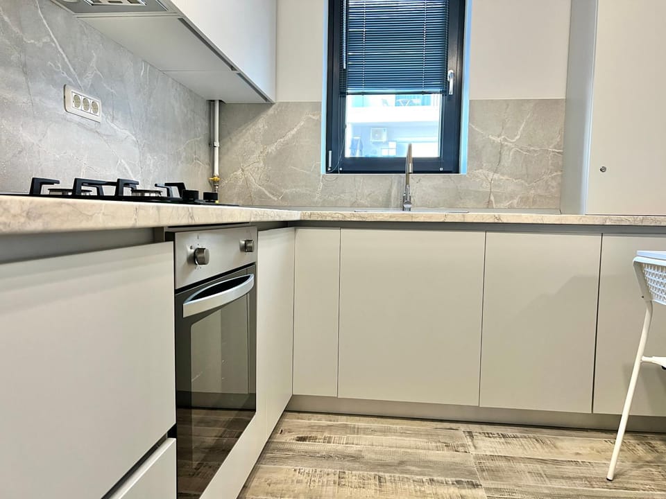 Kitchen or kitchenette, oven