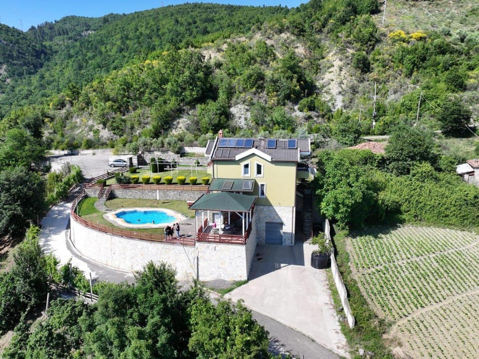 Property building, Natural landscape, Bird's eye view, Mountain view, Pool view, Swimming pool