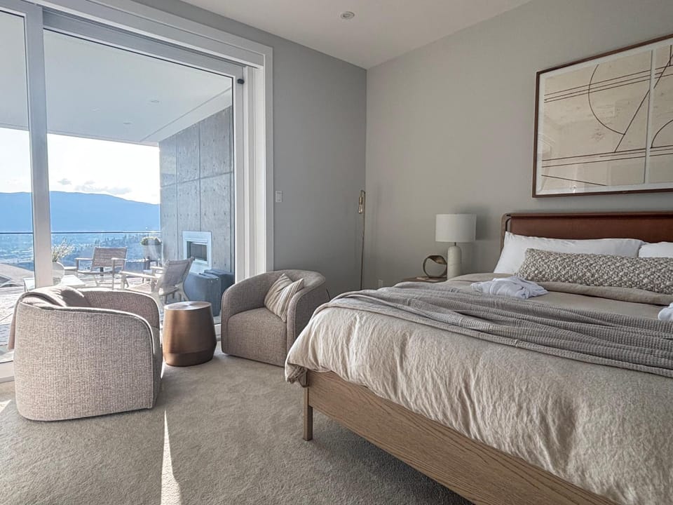 Bed, Natural landscape, View (from property/room), Seating area, Bedroom