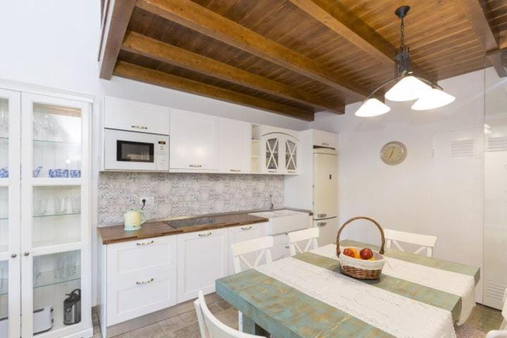 Kitchen or kitchenette, stove
