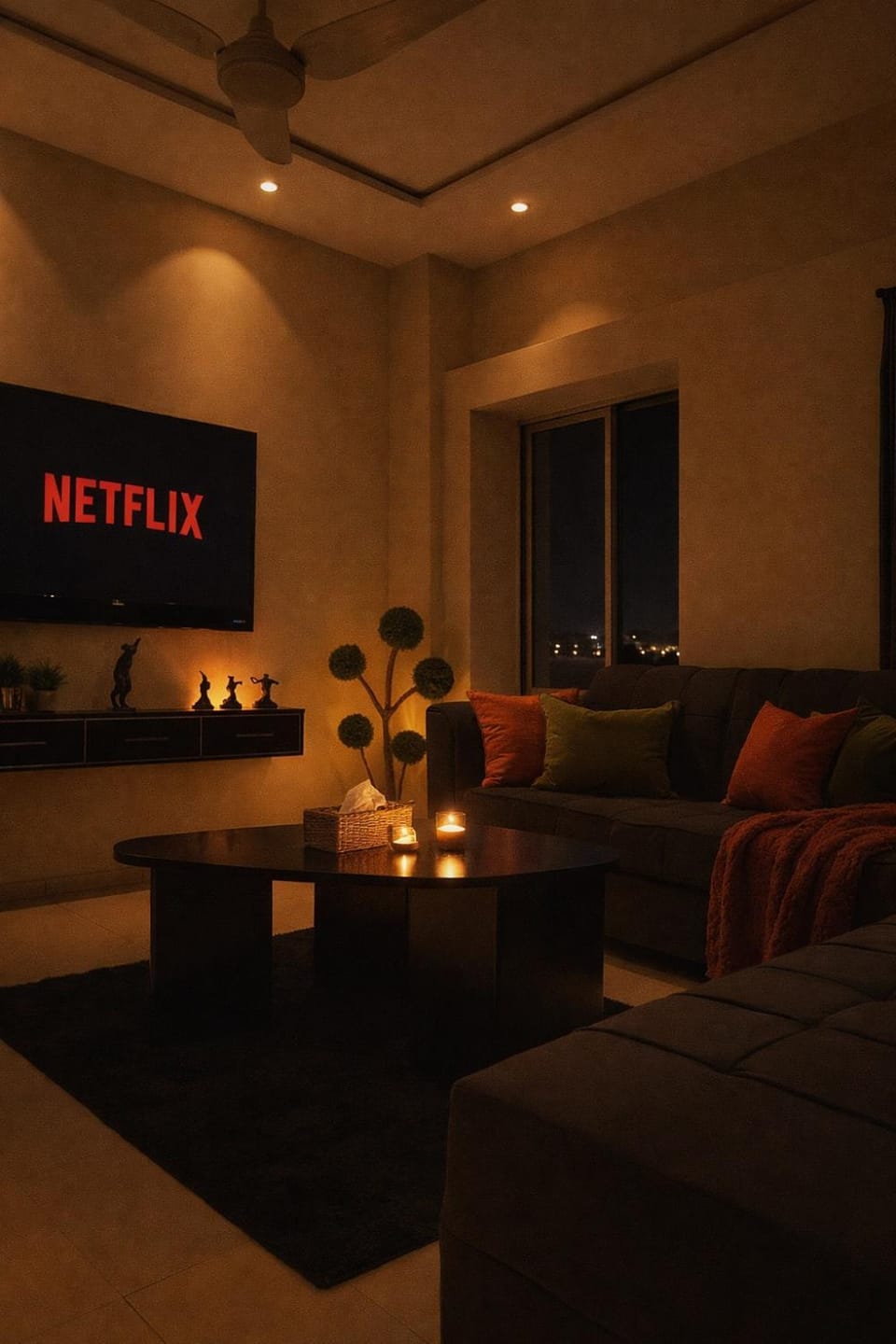 Communal lounge/ TV room, Night, TV and multimedia, Living room, Seating area, Evening entertainment