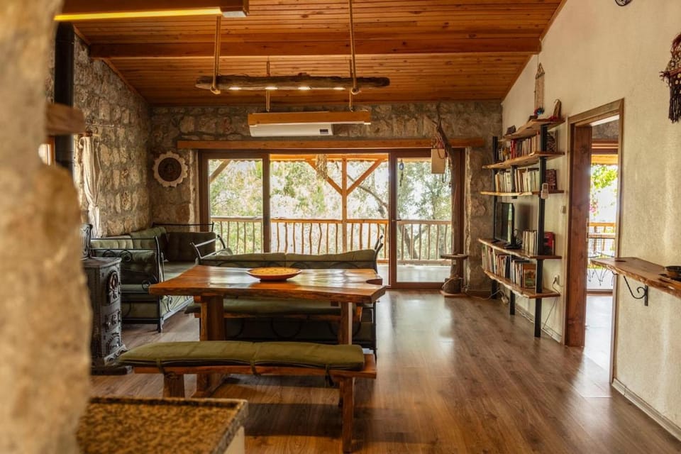 Stone House with Pool Among Olive Trees in Kabak Villa in Muğla Province