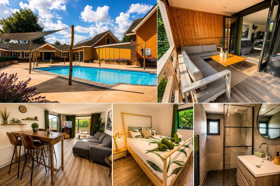Property building, Patio, Balcony/Terrace, Living room, Dining area, Pool view, Swimming pool