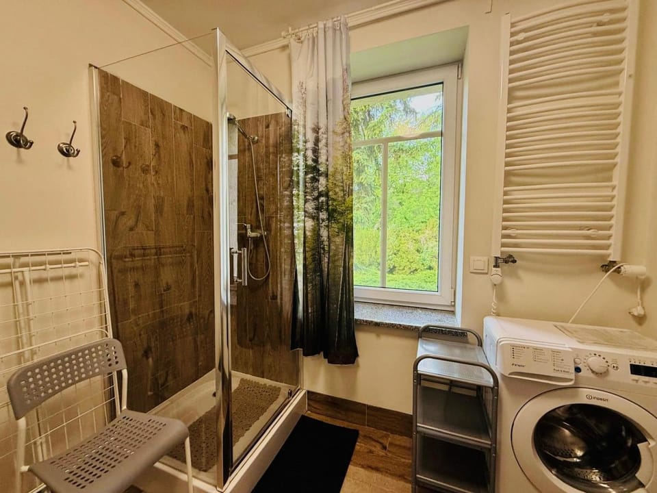 Shower, Bathroom, towels, washing machine