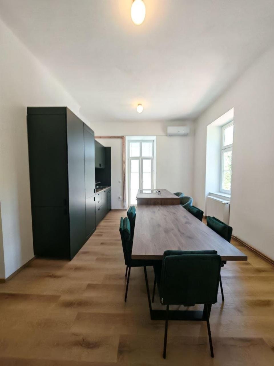 Dining area, stove, kitchen