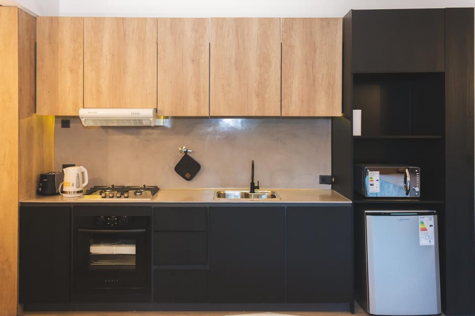 Kitchen or kitchenette, oven, toaster